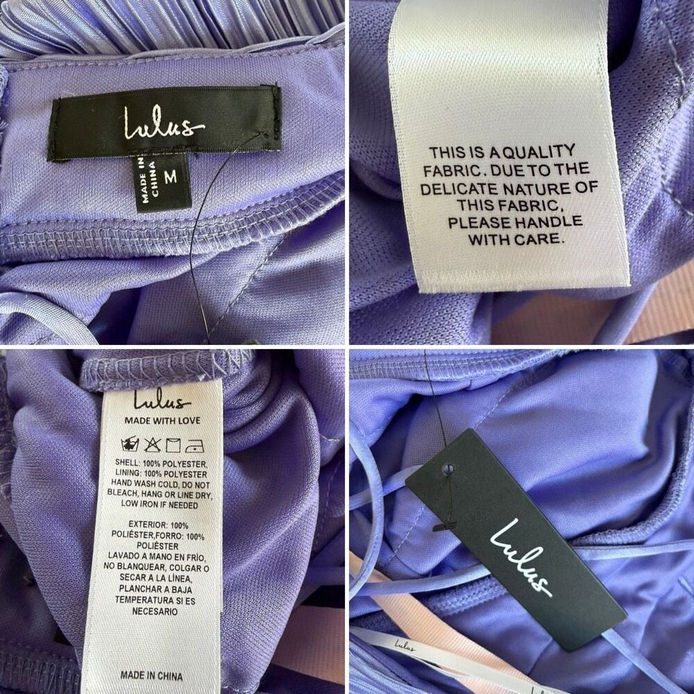Lulus Beauty Icon Lavender Satin Pleated Tiered Lace-Up Maxi Dress Size M - Picture 10 of 12